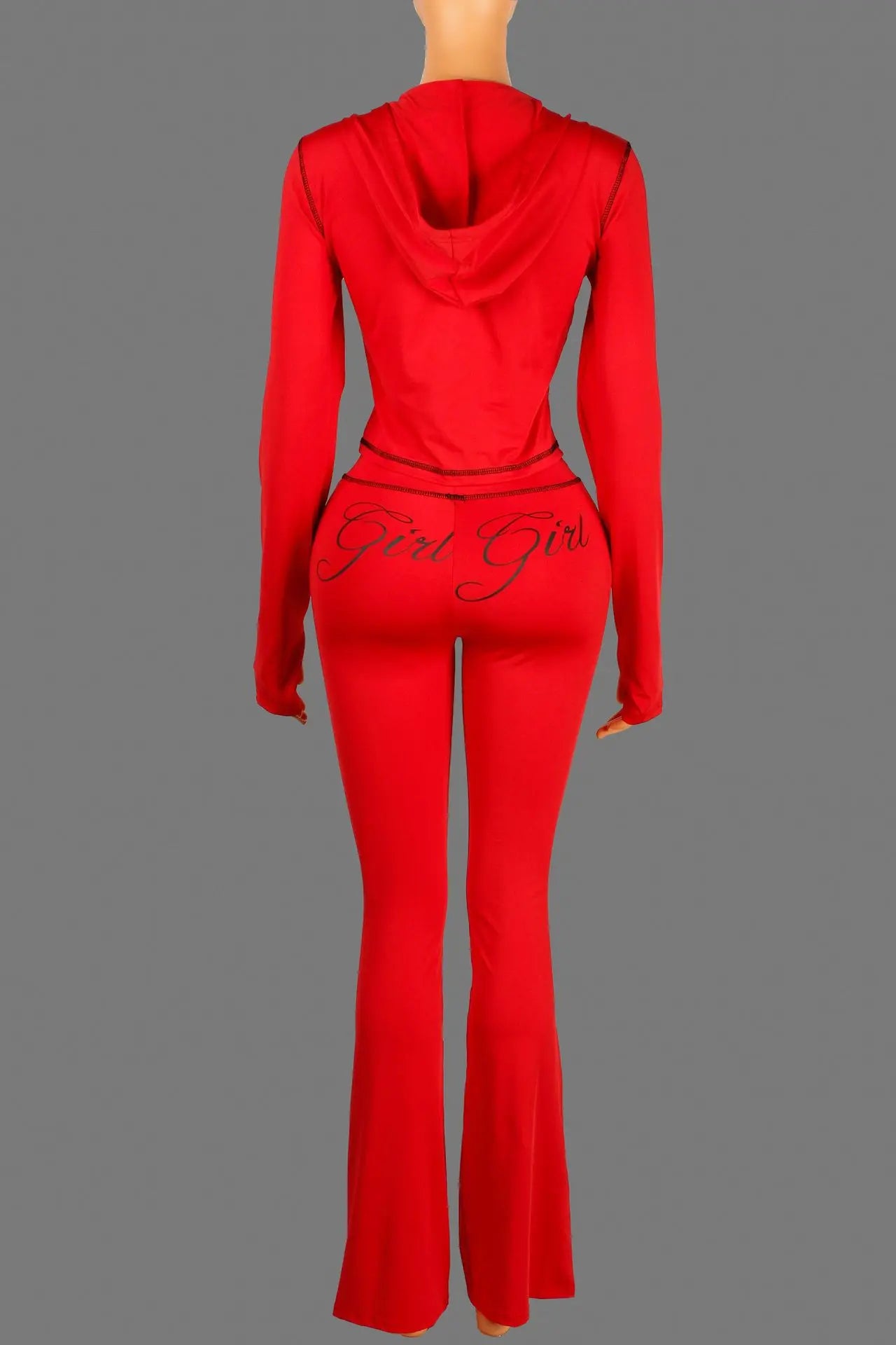 2026 New Women Ins Fashion Solid Color Sexy Straight Shoulder Contrast Stitch Long Sleeve 2 Piece Outfit