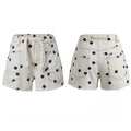 Women's Summer Denim Shorts with Pockets Casual Stylish Dot Print Mid Rise Tie-up Belted Wide Leg Jean Shorts