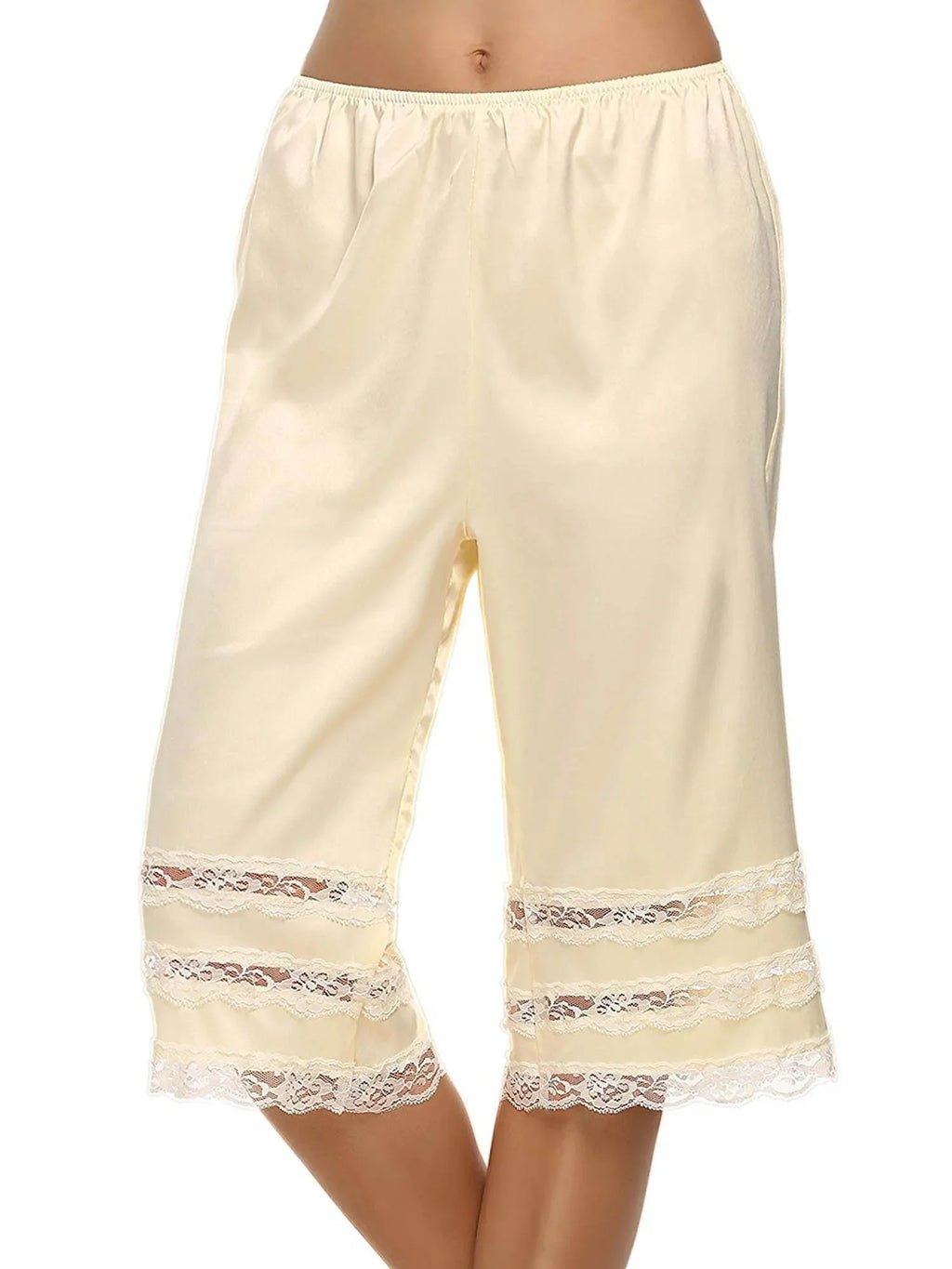 Women’s Pajama Pants Lace Trim Loose High Waist Sleepwear Bottoms Elastic Waist Band Nightwear Trousers
