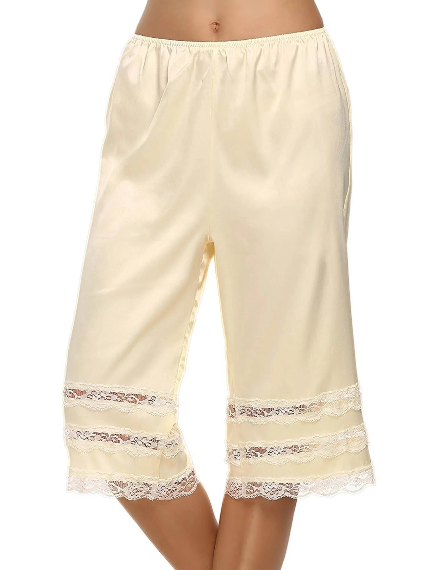 Women’s Pajama Pants Lace Trim Loose High Waist Sleepwear Bottoms Elastic Waist Band Nightwear Trousers