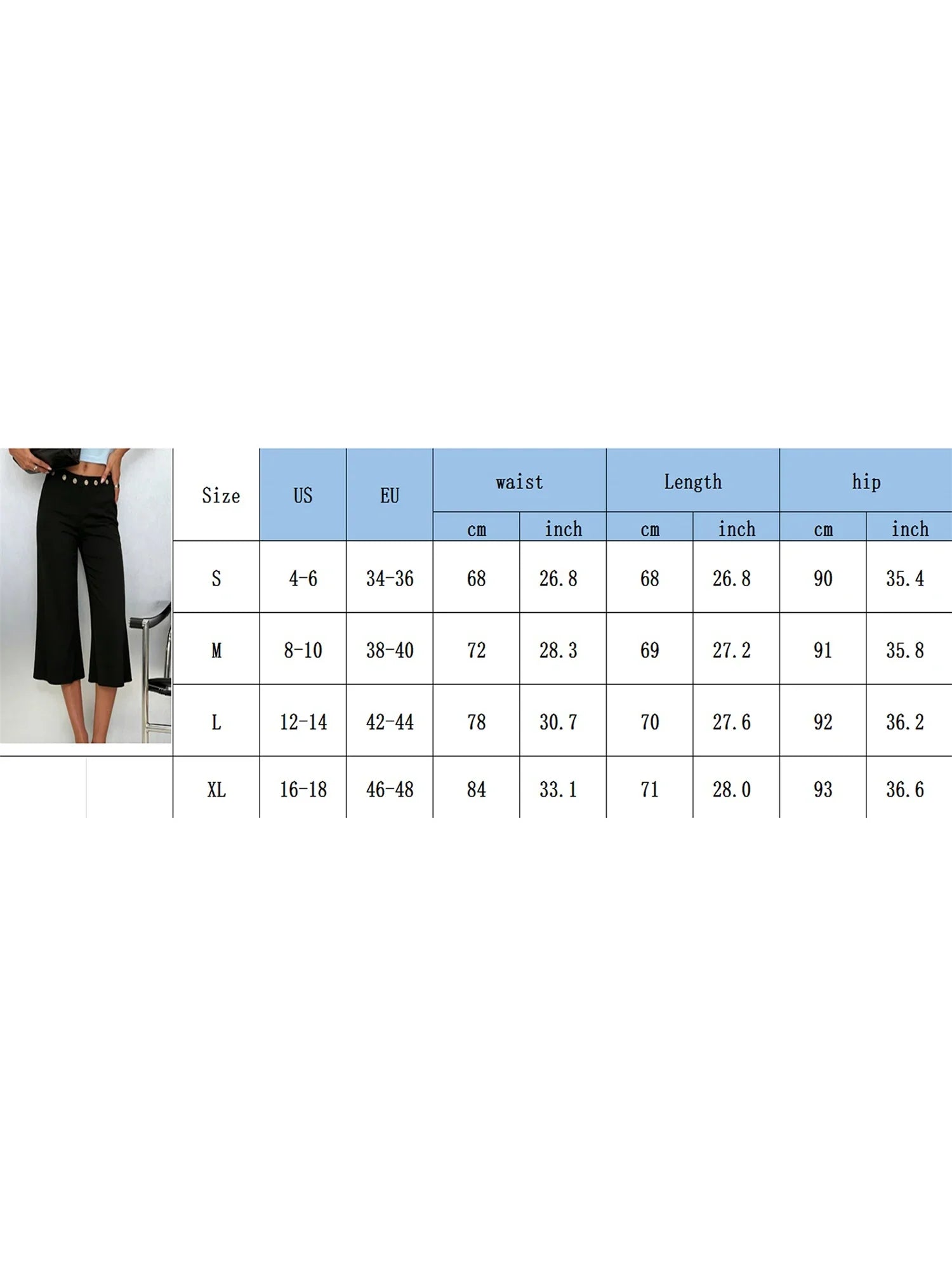 Womens Summer Cropped Pants Mid Rise Flare Trousers Stylish Casual Leg Pants with Silver Eyelet Capris