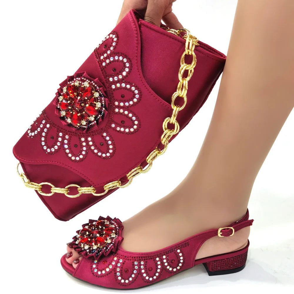 Doershow African fashion Italian Shoes And Bag Sets For Evening Party With Stones blue Italian Handbags Match Bags! HGR1-11