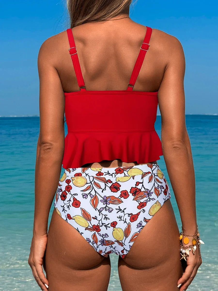 Printed Strappy Bikinis 2026 Ruffle Swimsuit Women Sexy Swimwear Female Bathers Swimming Bathing Swimming Swim Suit Beachwear