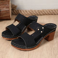 Lightweight High-Heeled Sandals Women Plus Size 43 Hollow Out Thick Heel Slippers Woman Summer Slip On Platform Sandles Female