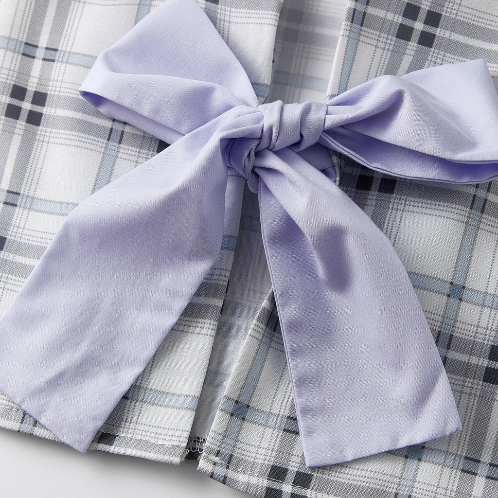 Women Sleepwear Long Sleeve Bow Tie Front Plaid Tops with Elastic Waist Pants Loose Fall Winter 2 Pieces Pajamas Sets