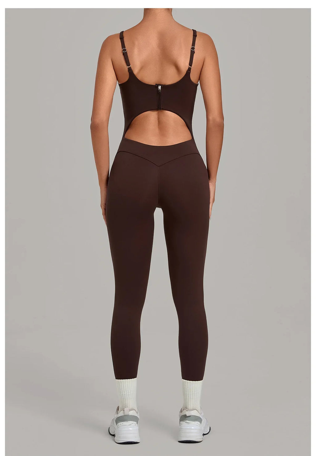 Summer Sports Overalls Women Gym High Stretch Back Zipper Yoga Jumpsuit Tight Hollow Out Slim Hip Lifting One Piece Bodysuit