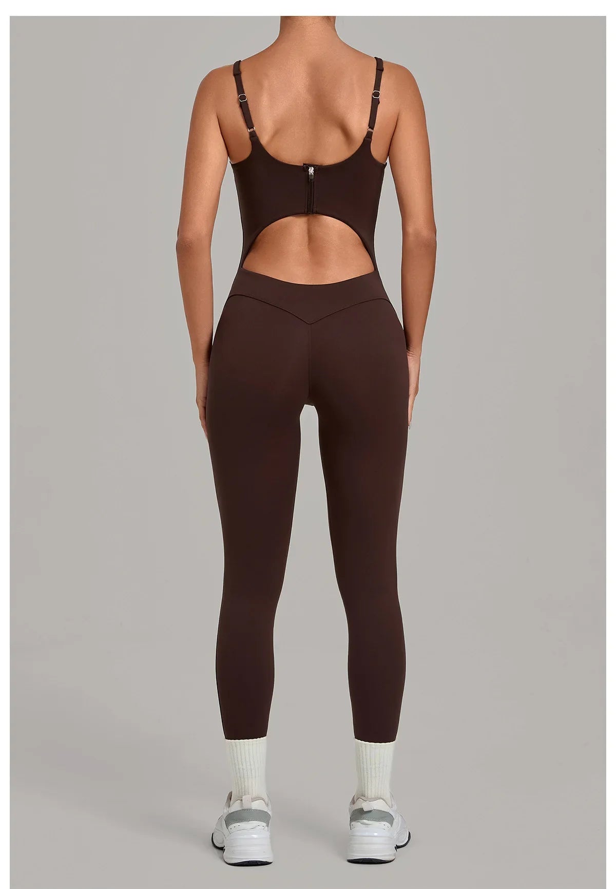 Summer Sports Overalls Women Gym High Stretch Back Zipper Yoga Jumpsuit Tight Hollow Out Slim Hip Lifting One Piece Bodysuit