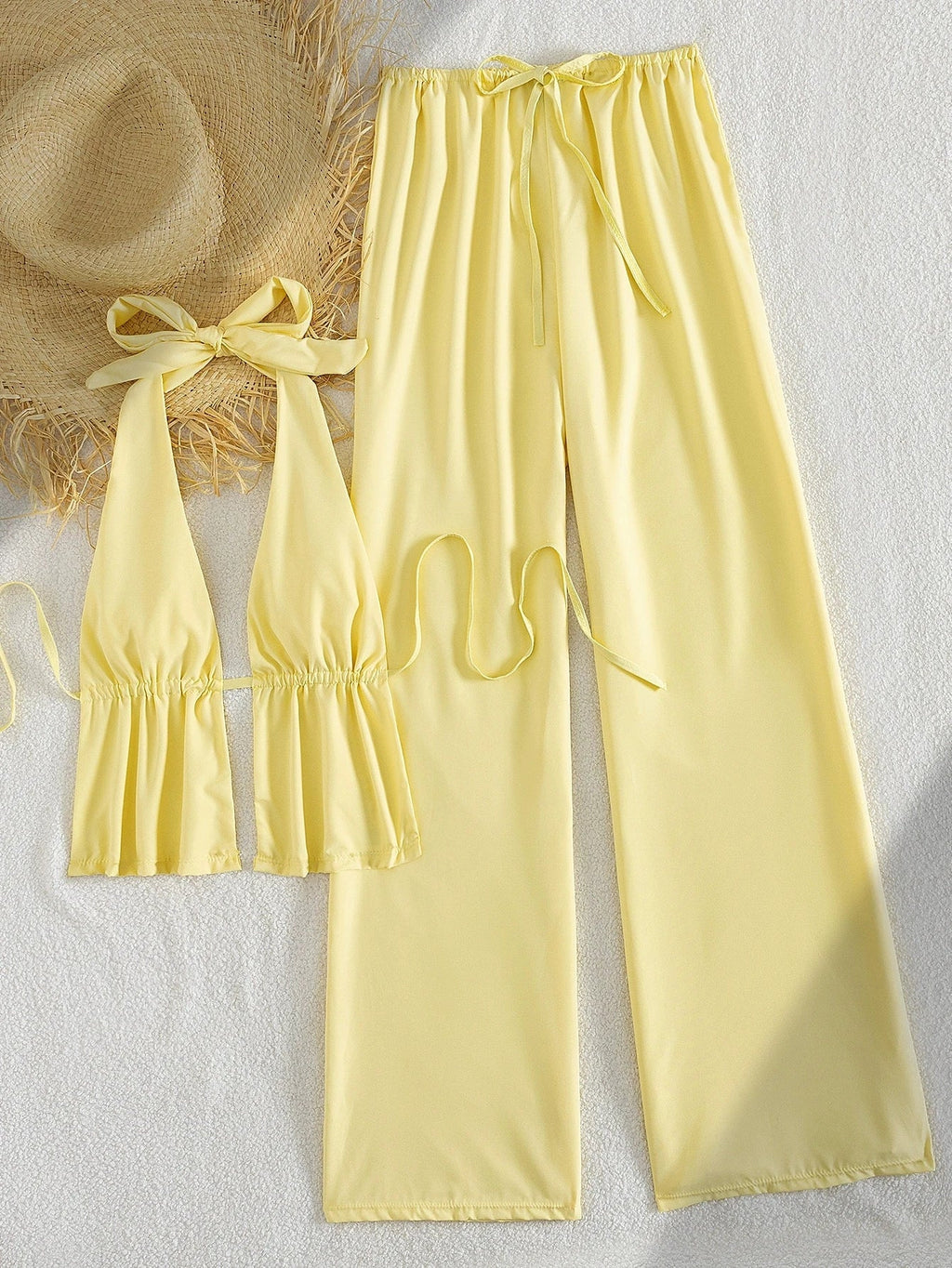 Sexy Yellow Bikini Set 2026 Women Pleate Push Up Bra Drawstring High Waist Swimsuit Beach Bathing Suit Holiday 2 Piece Swimwear