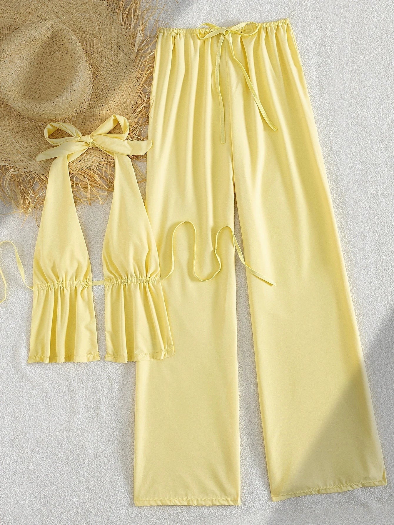 Sexy Yellow Bikini Set 2026 Women Pleate Push Up Bra Drawstring High Waist Swimsuit Beach Bathing Suit Holiday 2 Piece Swimwear