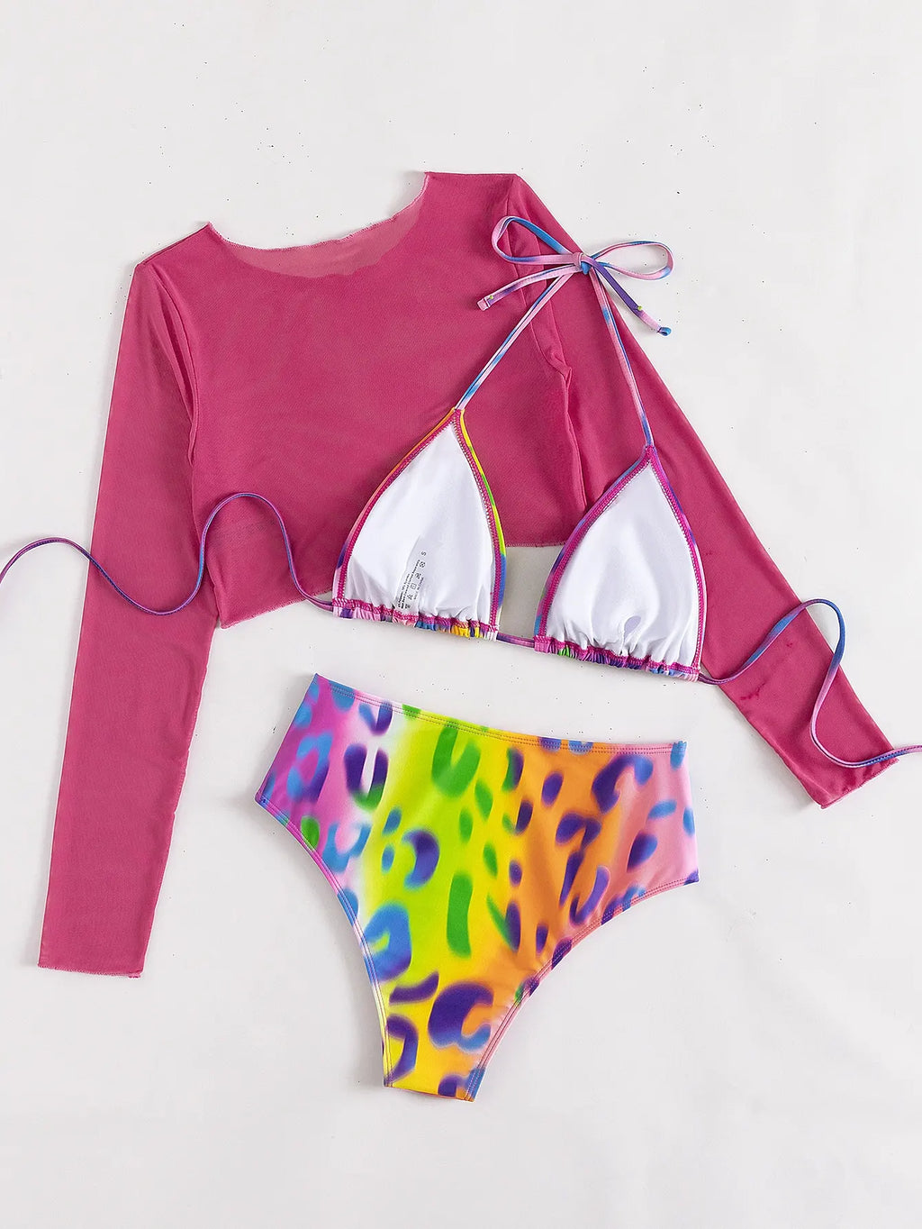 3 Pieces Leopard High Waist Bikini Triangle Swimsuit Top Halter Swimwear Women 2026 Bathing Swimming Suit Female Beachwear