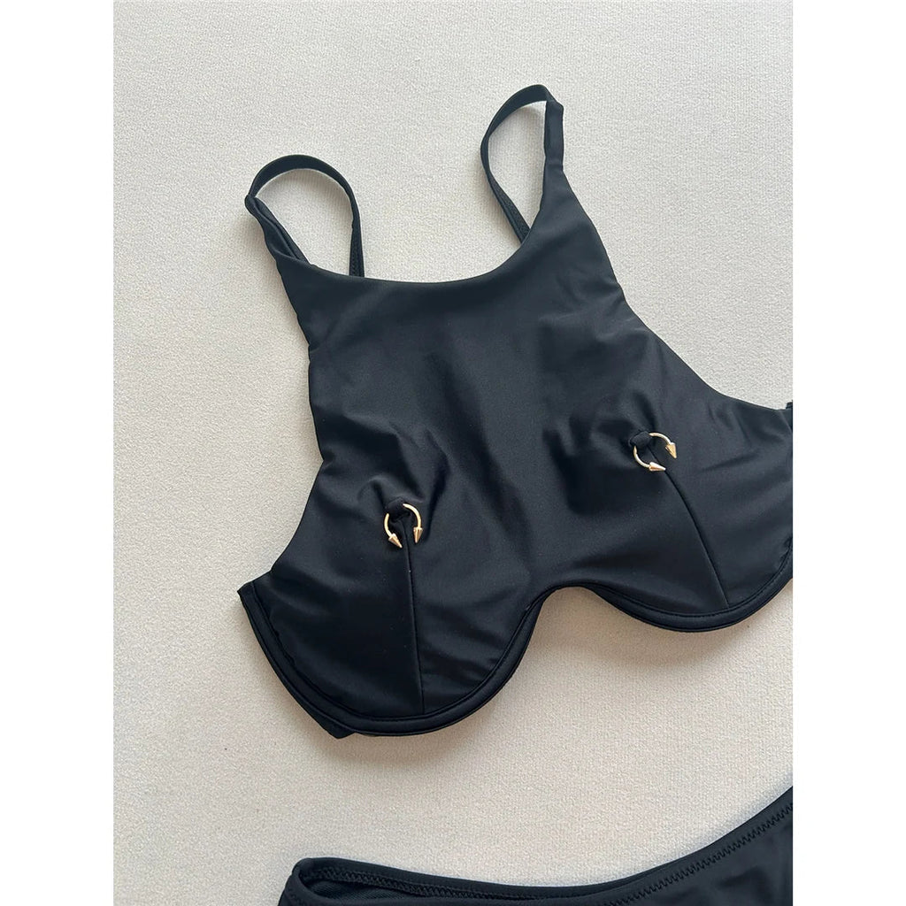 High Neck Underwired Bikini Female Swimsuit Women Swimwear Two-Pieces Bikini Set Brazilian Padded Bather Bathing Suit Swim V7514