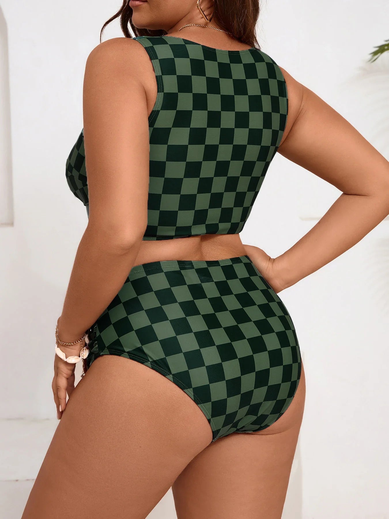 2026 Large Plus Big Size Swimsuit Women Sporty Bikinis High Waist Neck Swimwear Female Bathers Bathing Swimming Swim Suit 5XL