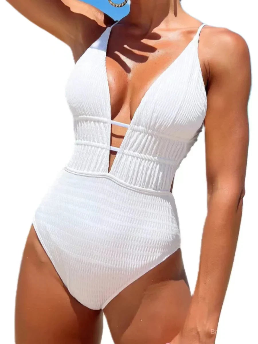 2024 Deep V One Piece Swimsuit Women Push Up Swimwear Female Sexy Summer Beachwear Swim for Bathing Suits Micro Korean Monokini
