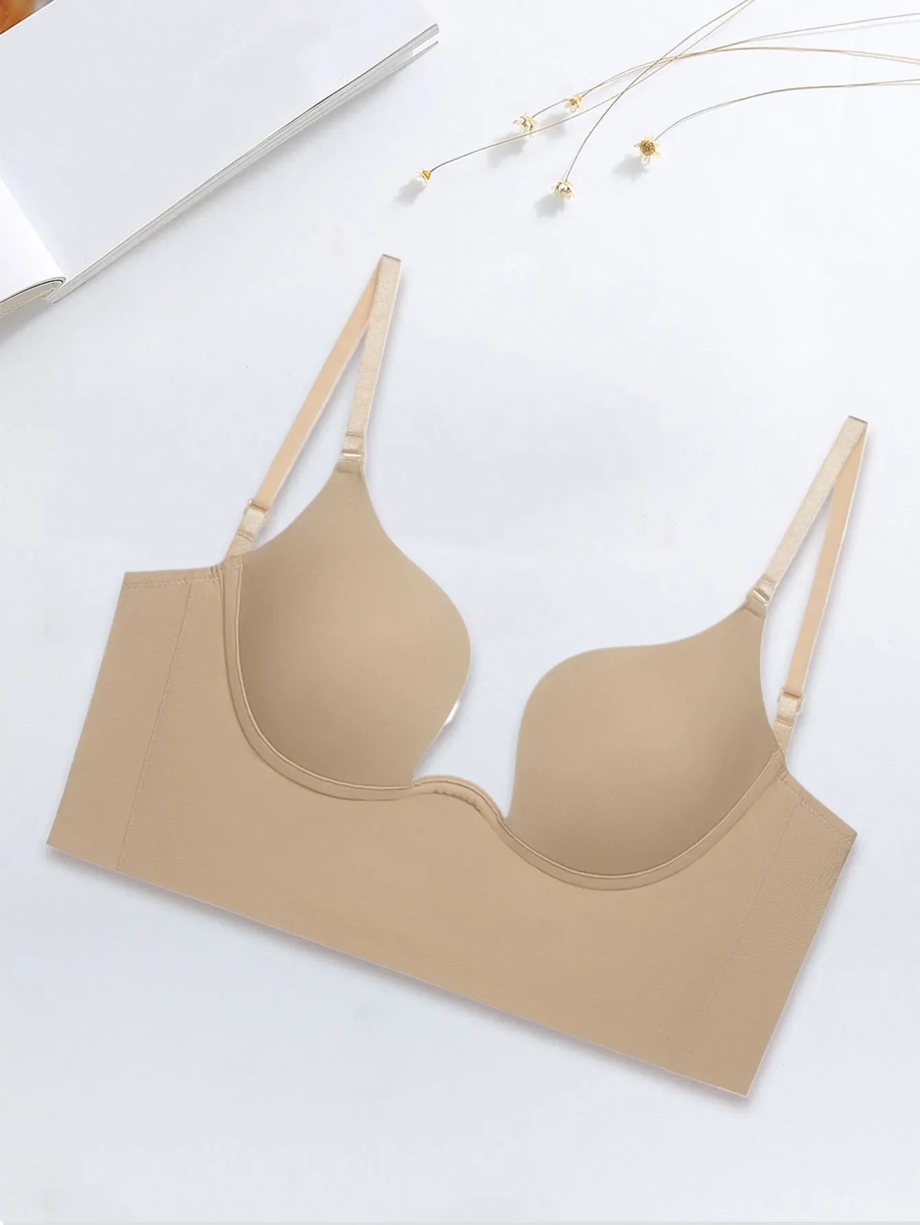 Sexy gathering U-shaped large backless underwear invisible back bra a variety of ways to wear halter bra