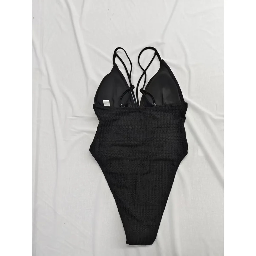 S - XXL 5 Colors V Neck Mesh Sheer Women Swimwear One Piece Swimsuit Female High Leg Cut Monokini Bather Bathing Suit Swim V6168