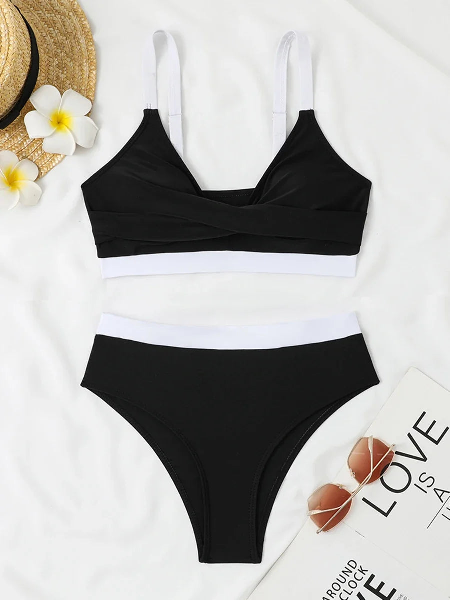 2026 Strappy Bikini High Waist Swimsuit Women Sexy Solid Swimwear Female Bathers Swimming Bathing Swimming Swim Suit Beachwear