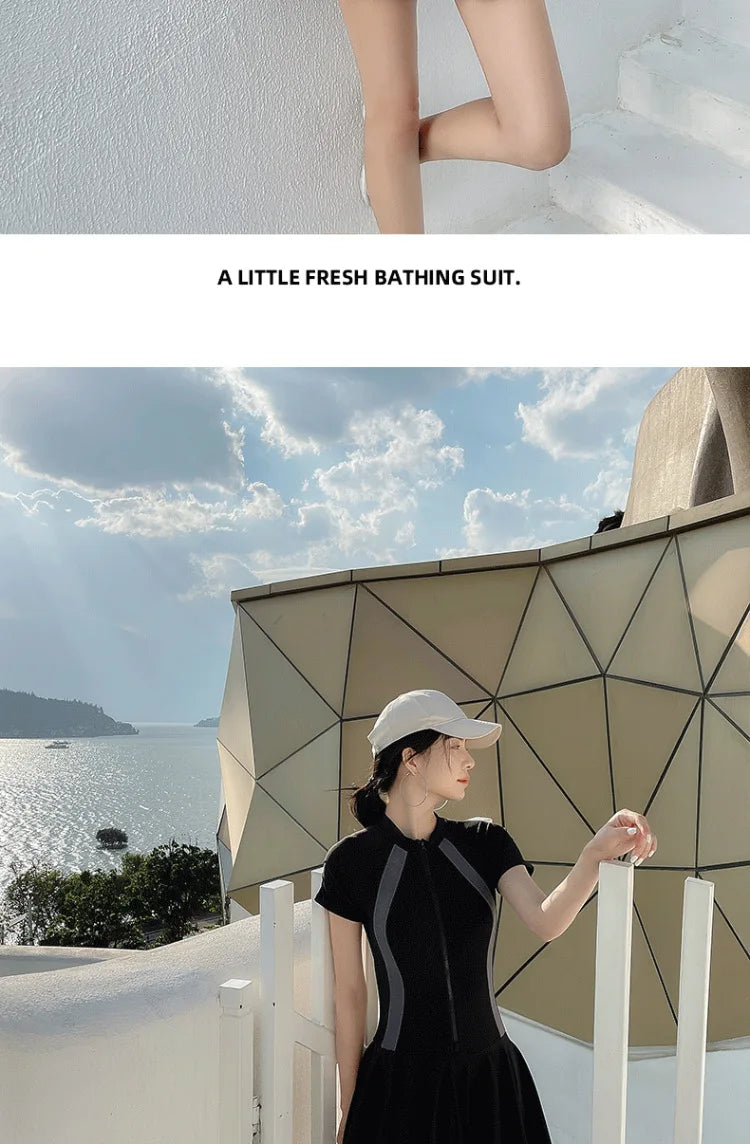 One Piece Swimsuit Skirt Style Plus Size Slimming and Belly Covering Style Hot Spring Bikini Swimsuit for Women