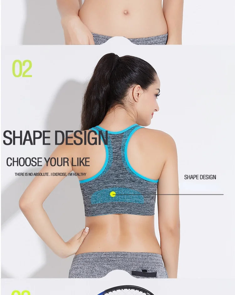 New Sports Bra Women Seamless Gym Jogging Crop Top Female Tops Yoga Fitness Shockproof Vest Sport Bras for Women Sutian Feminino