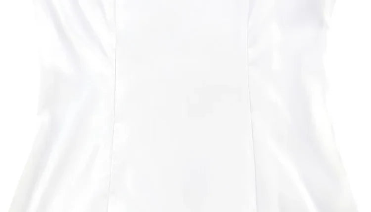 Ahagaga Eelgant Mini Dresses For Women Solid Long Flare Sleeves Turtleneck Sheath Satin Fashion Split Party Slim Fit Female Robe
