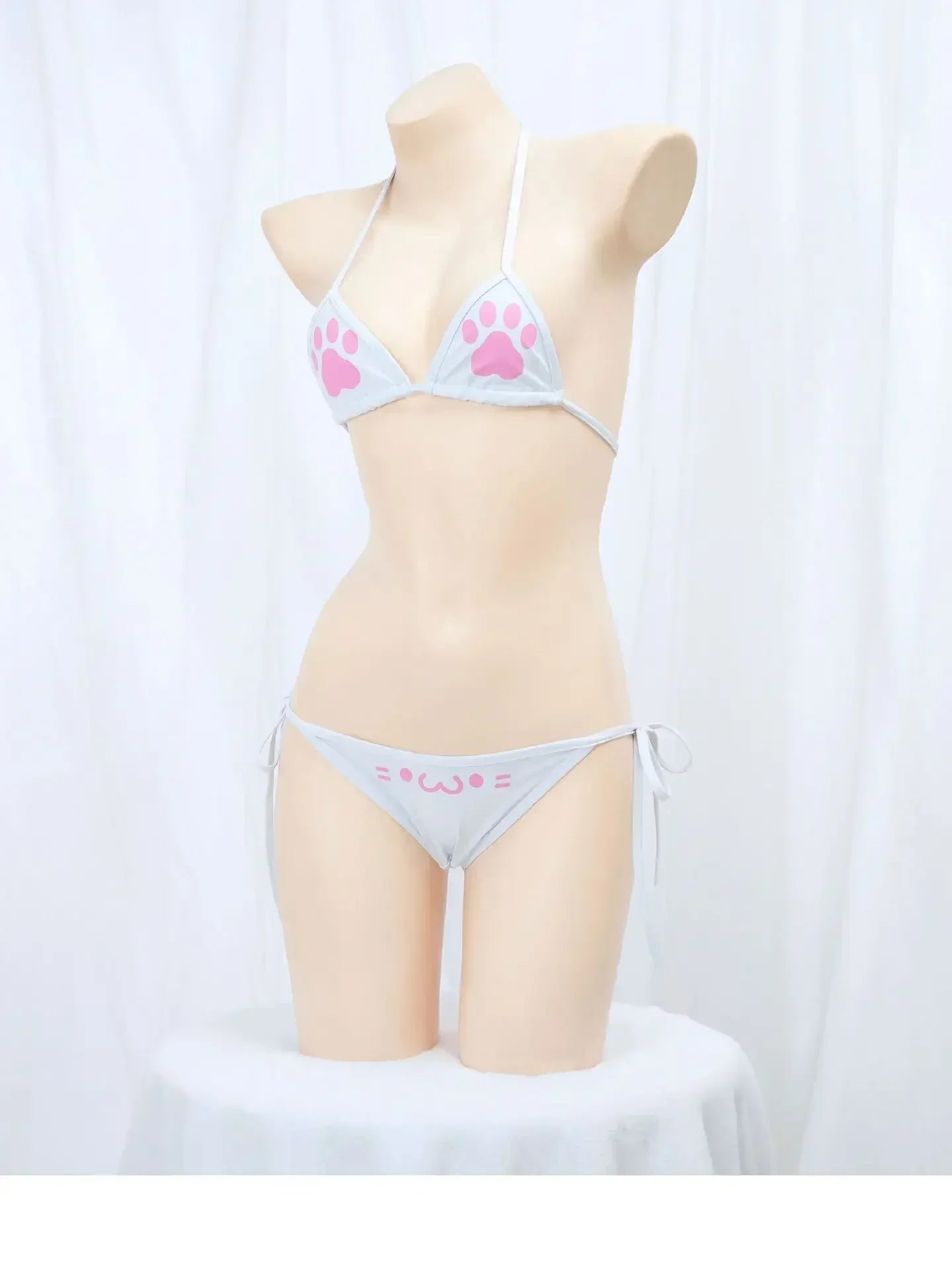 Japanese Kawaii Cat Paw Micro Bikini Set for Girl Women Bathing Suit Bandage Backless Mini Swimsuit Underwear Lingerie