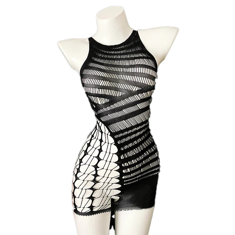 Women Sheer Mesh Long Sleeve Beach Cover Up, Sexy See-Through Fishnet Dress, Solid Bodycon  For Summer Beach Party