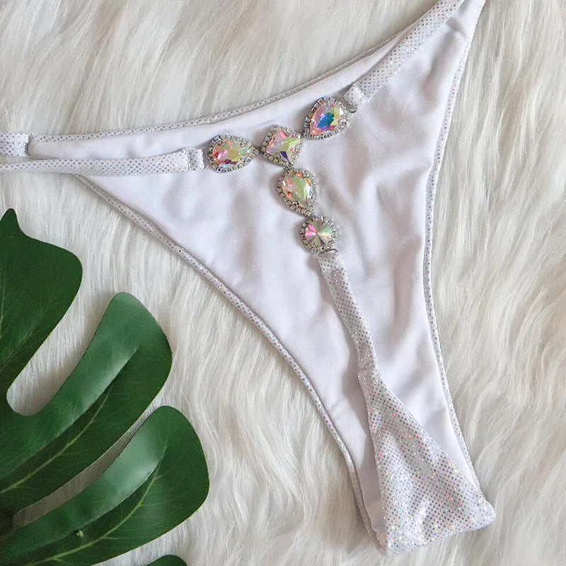 Extreme Mini Micro G String Bikini Leopard Diamond Bikini Women Swimsuit Female Swimwear Two Pieces Bikini Set Bathing Suit Swim
