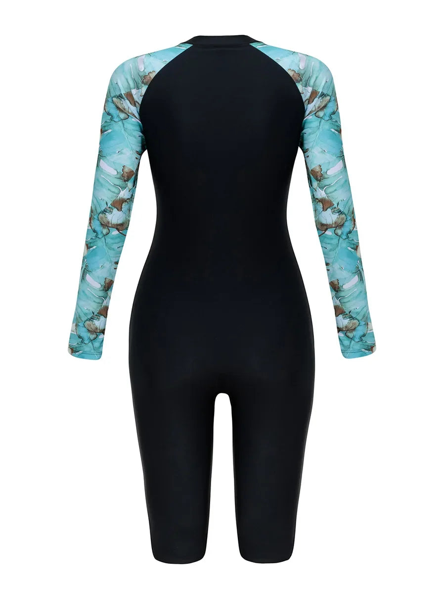 2026 Zipper Slim Swimsuit Women Long Sleeve & Knee One Piece Swimwear Female Bather Bathing Swimming Swim Surf Suit Beachwear