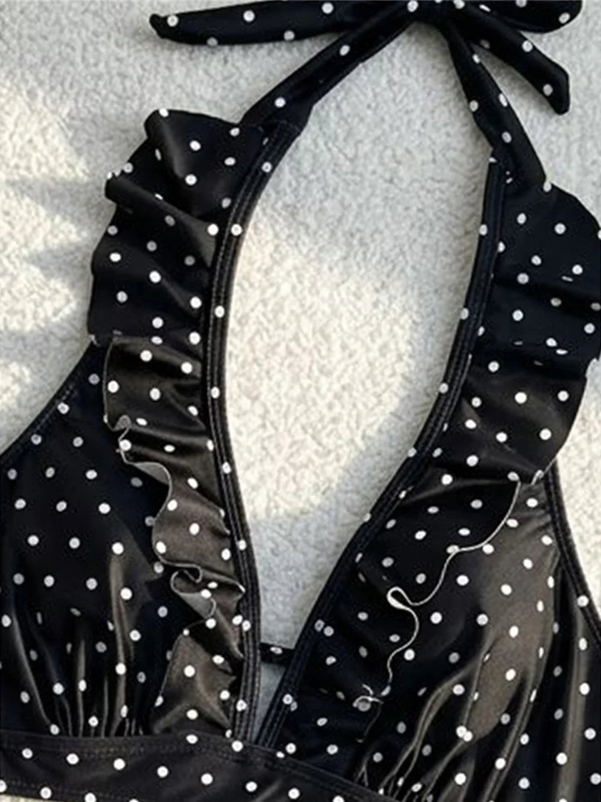 S - XL Polka Dot V Neck High Waist Bikini Female Swimsuit Women Swimwear Bather Bathing Suit Swim Two-pieces Bikini set K8111