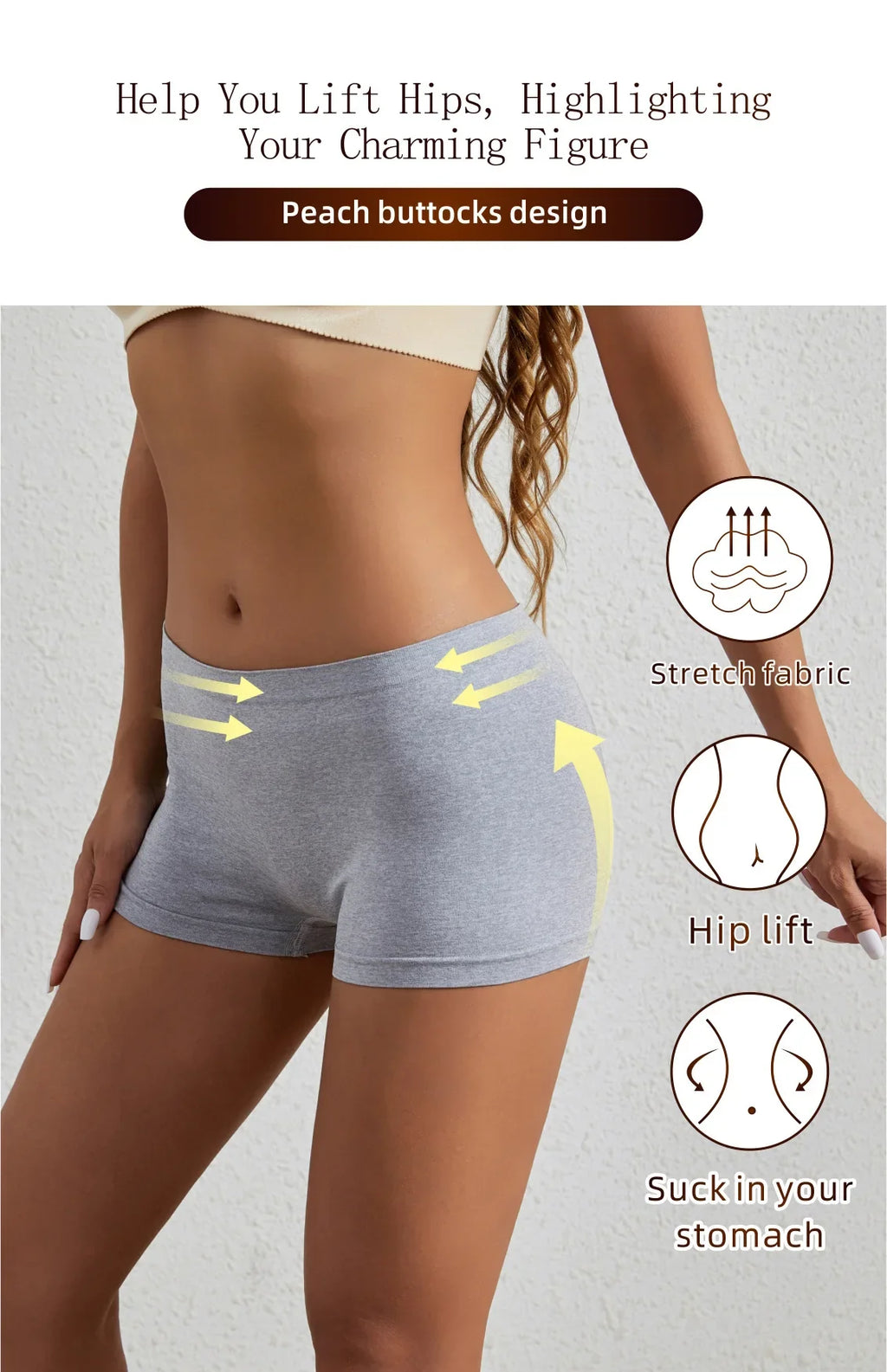 Women's underwear, compression pants, sports shorts, solid color underwear, comfortable and close fitting flat underwear