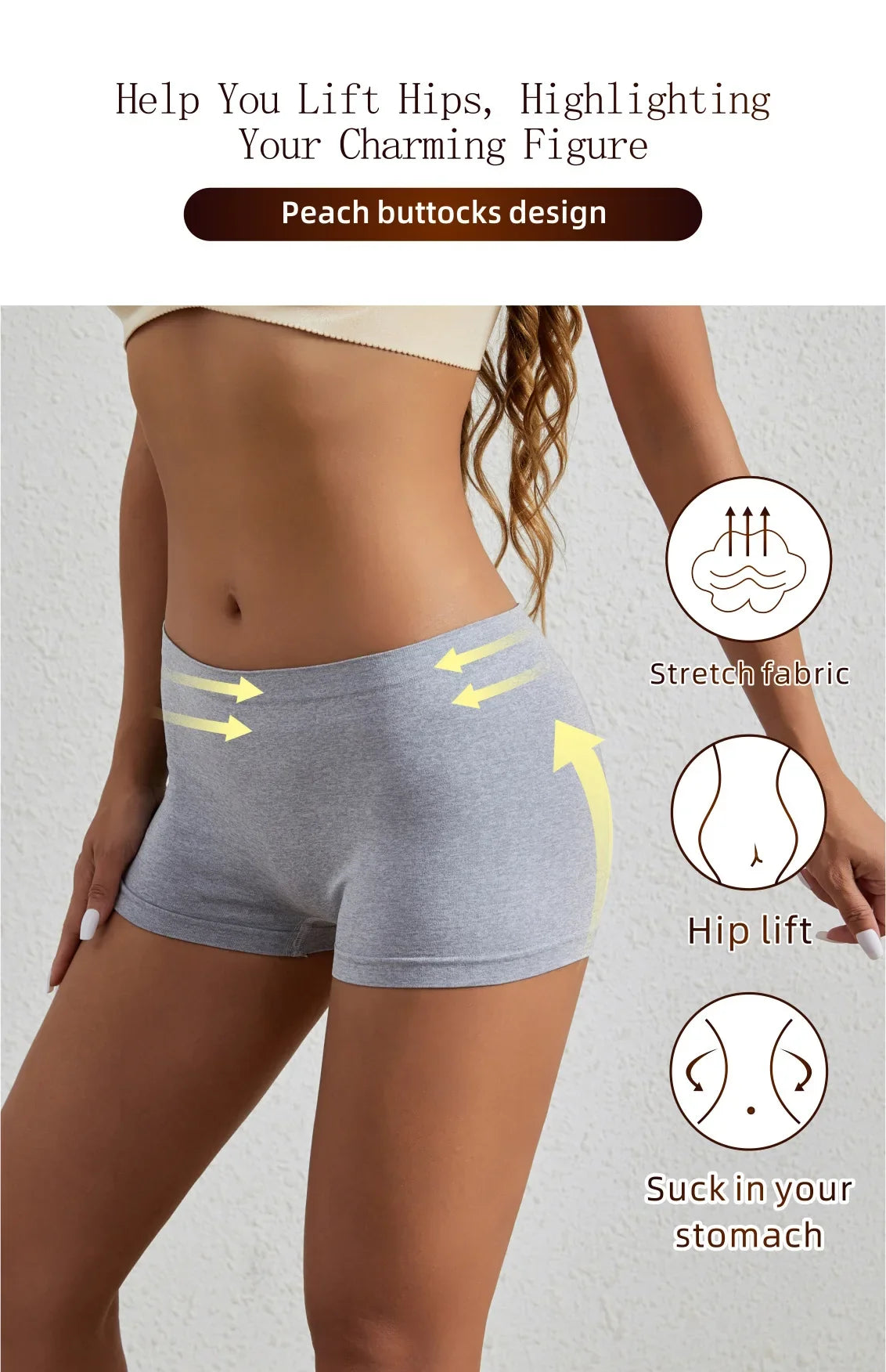 Women's underwear, compression pants, sports shorts, solid color underwear, comfortable and close fitting flat underwear