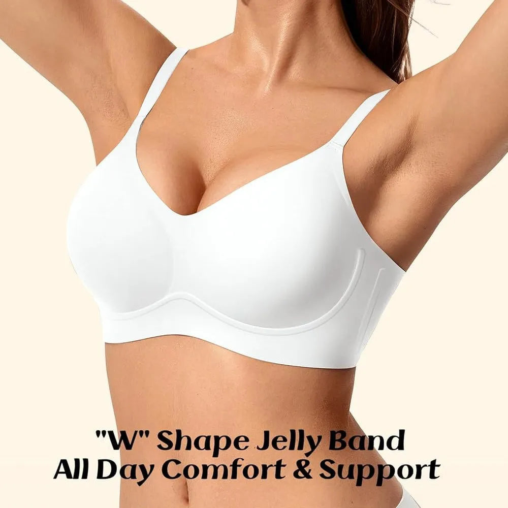 Women's Jelly Wire-Free Seamless Bra Solid Color Thin Molding 3/4 Cup Push-Up Seamless Bra Soft Support Comfortable Underwear