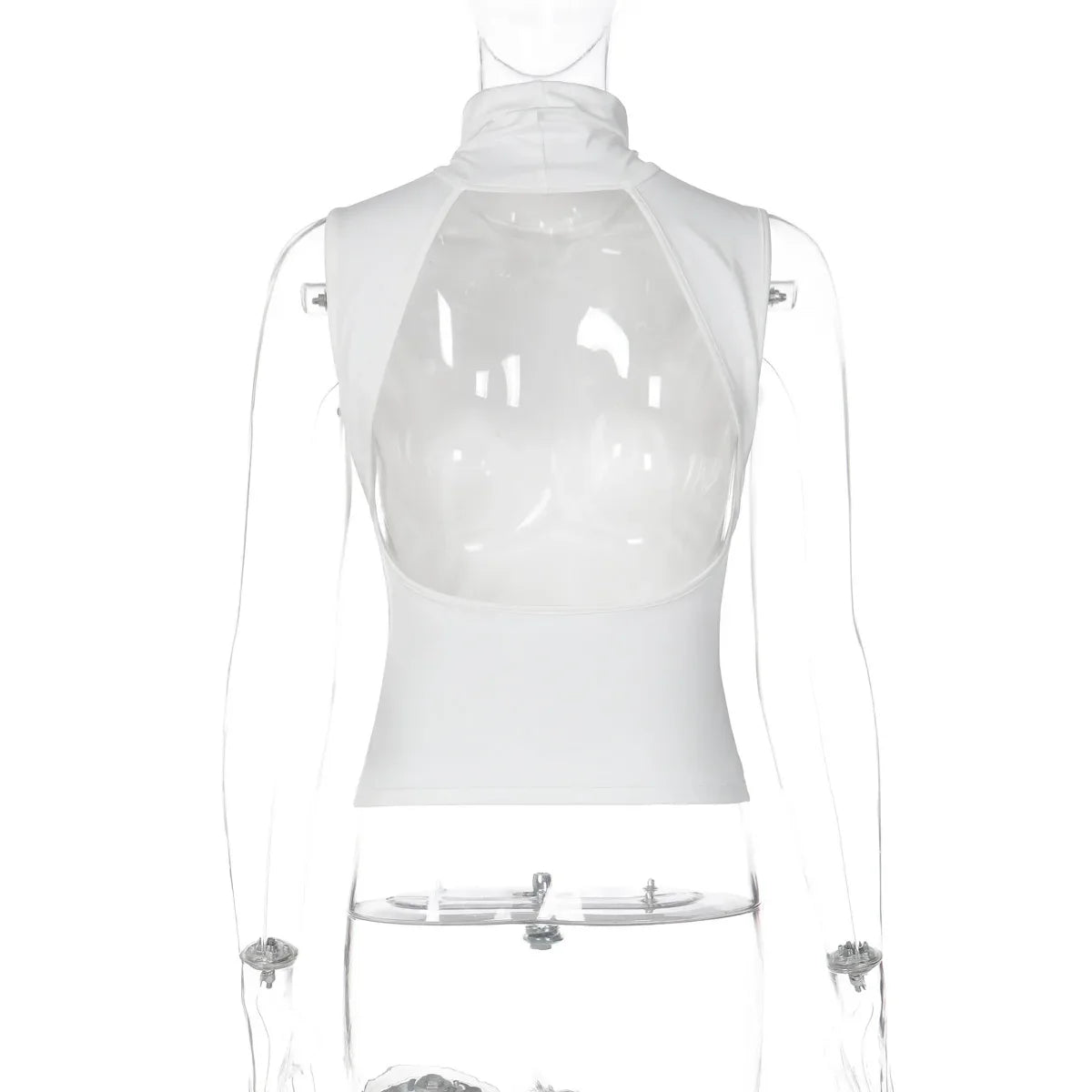 FDYOUI Fashion Turtleneck Sleeveless Tank Tops Streetwear Y2K Woman Clothes Backless Solid Corset T-shirt Female Skinny Crop Top
