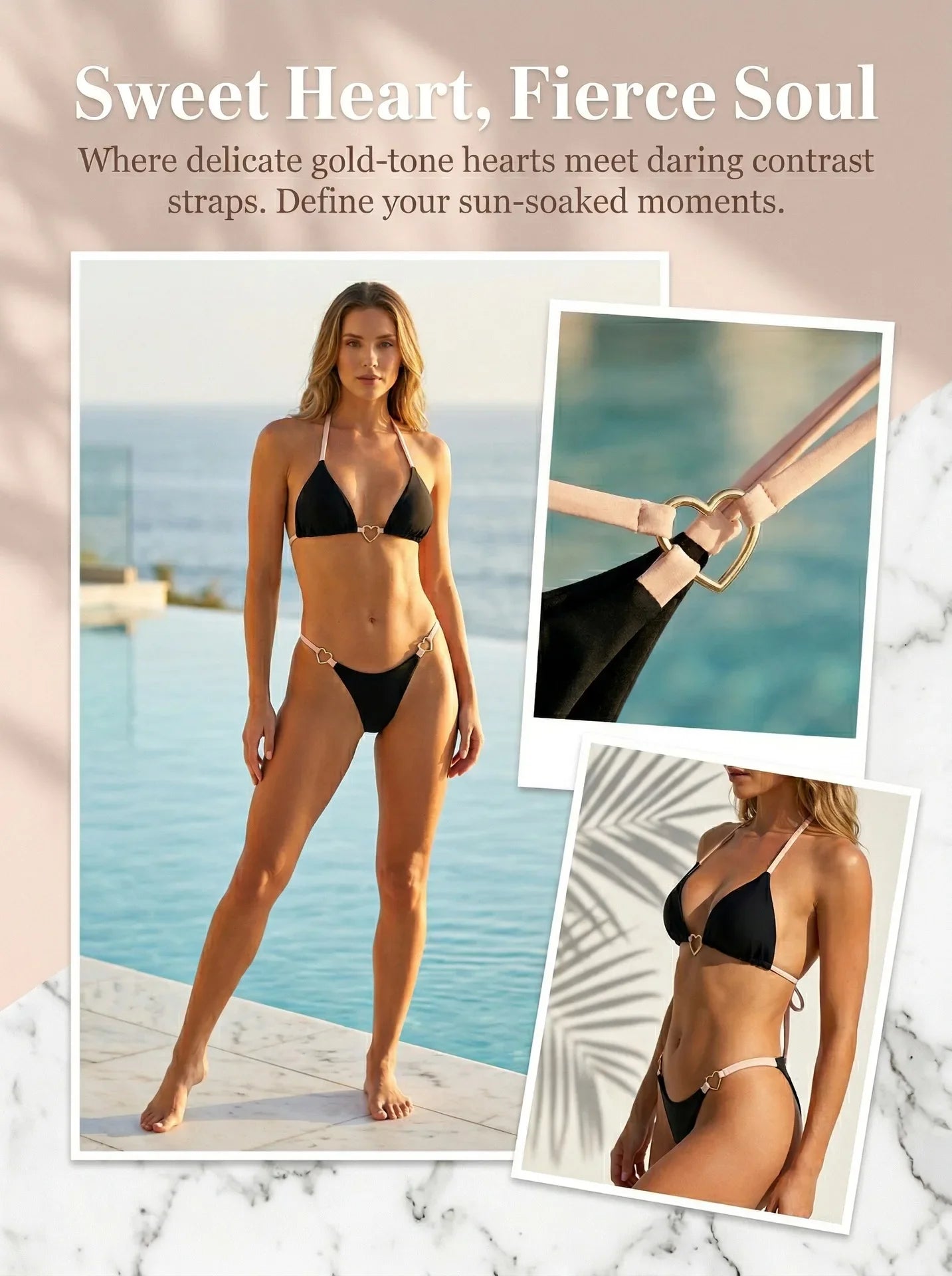 Metal Heart-shaped Halter Mini Micro Thong Bikini Female Swimsuit Women Swimwear Two-pieces Bikini Set Bather Bathing Suit Swim