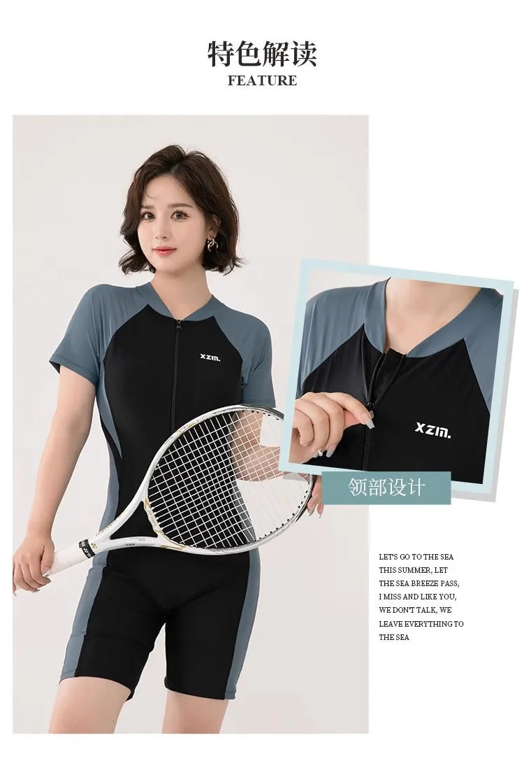 New Women's Flat Angle Professional Racing Cover Belly Slimming Swimming Pool Special Quick Drying Hot Spring One-piece Swimsuit