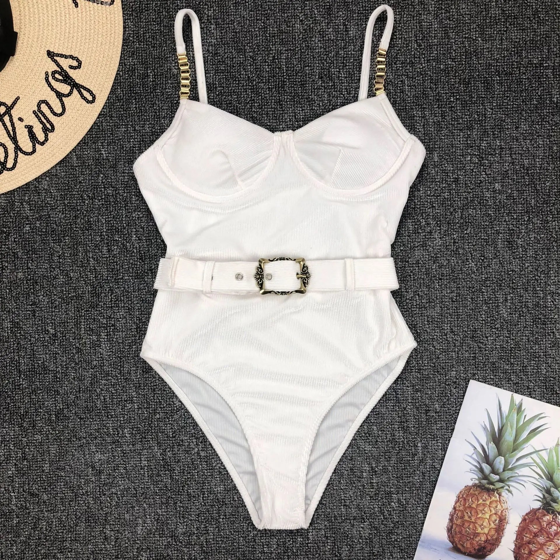 2023 Vintage Swimsuit Women One Piece Ruffle Strap Swimwear Female Push Up Monokini Padded Beach Bathing Suits Black Bodysuits