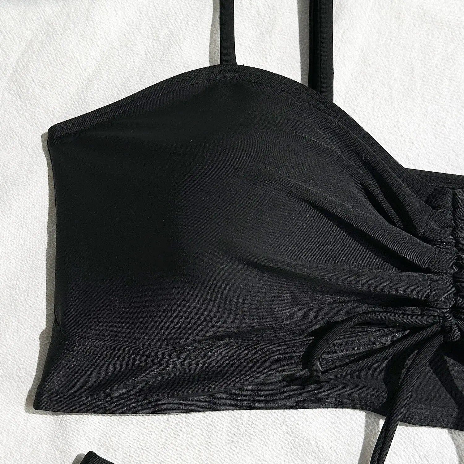 Wrinkled Knotted Shorts High Waist Bikini Female Swimsuit Women Swimwear Two-pieces Bikini Set Tankini Bathing Suit Swim Beach