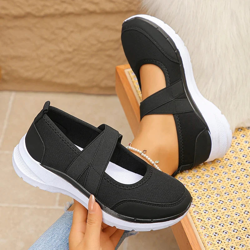 Spring Summer Breathable Flats Women Plus Size 43 Slip On Platform Sneakers Woman Comfortable Soft Non Slip Casual Shoes Female