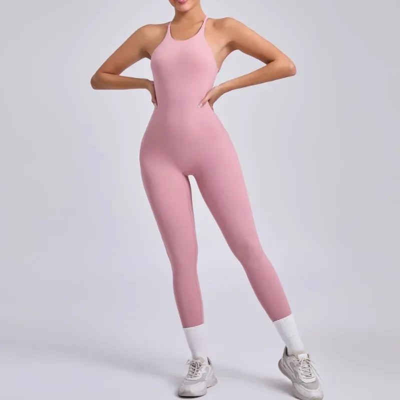 Women's Yoga Jumpsuits Sports Fitness Hip-lifting Cross Beauty Back Adjustable Straps One-piece Training Workout Gym Bodysuits