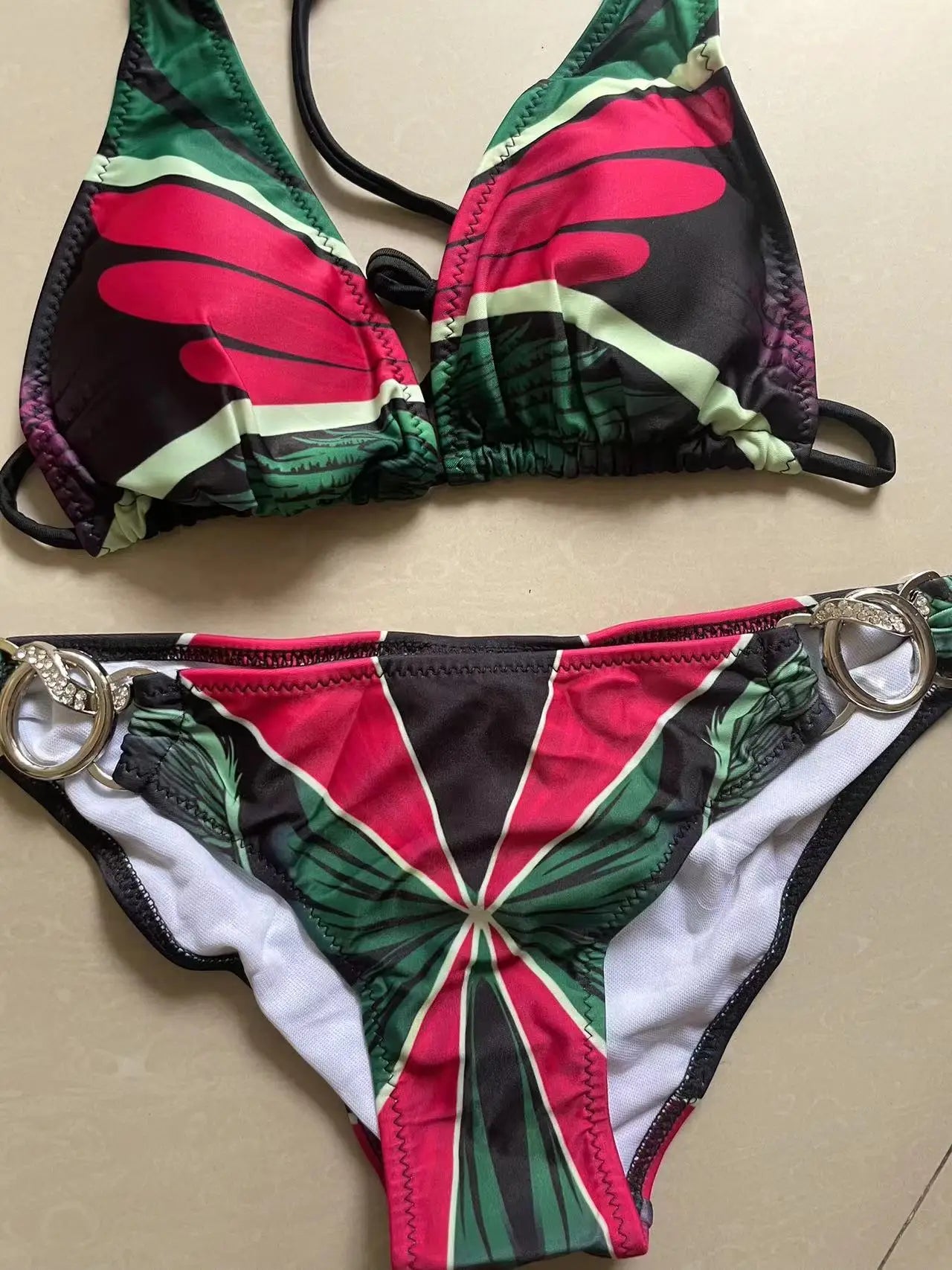 DEKA Print Bikini Set Women's Brazilian Angel Bandage Backless Swimsuit Push Up Swimwear Beachwear Female Bathing Suit Biqini