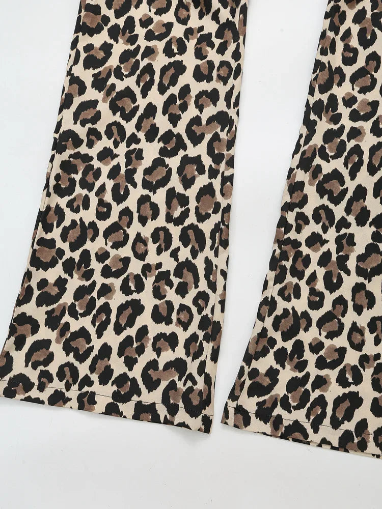 Foridol Leopard Print Wide Leg Long Pants Women Spring Summer Straight Fashion New Pants Zip Casual Female Pantalones 2025