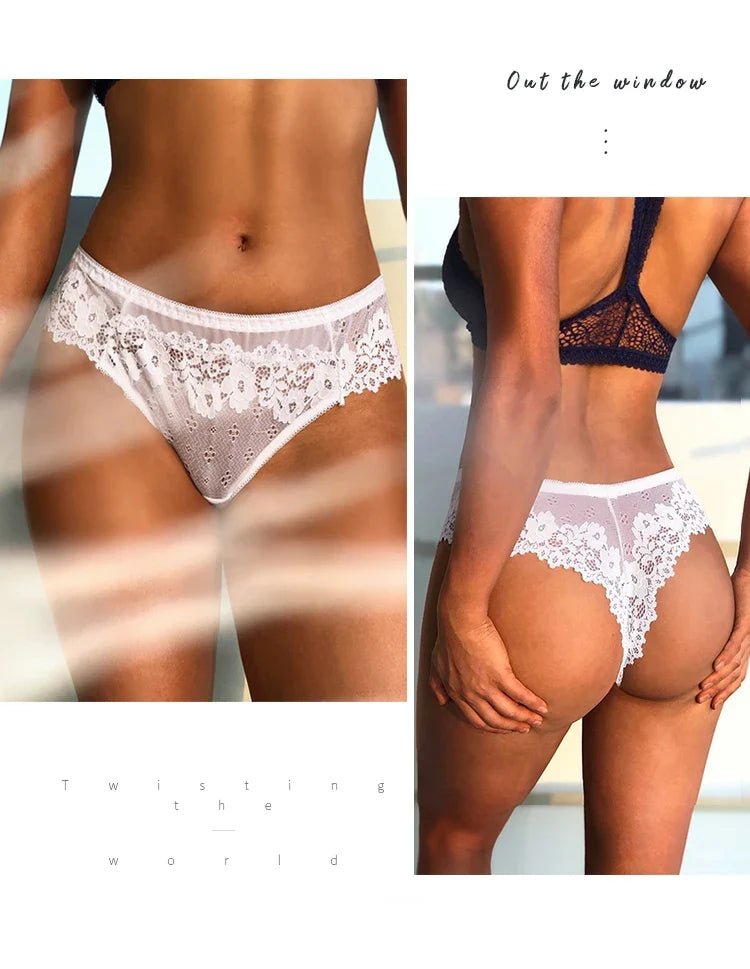 Lace Sexy Girls G String Panties Women Briefs Transparent Thong Thin Hollow Out Underwear Female Low Waist Lingerie Size S-XL