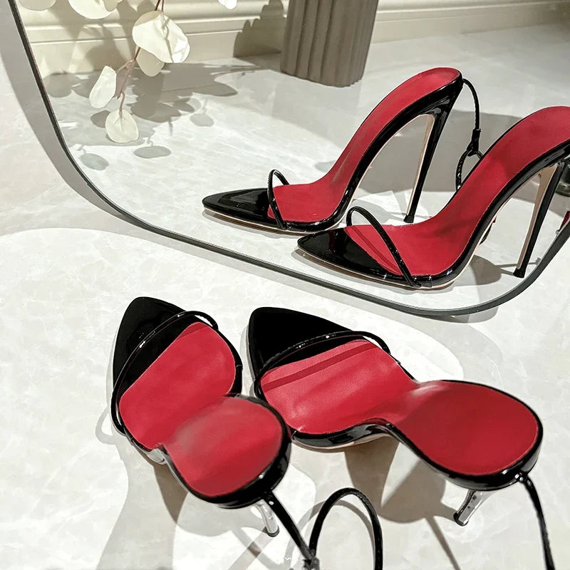 Sexy Women's Sandals Summer Shoes New 2024 Ankle Strap Flip Flops Black  White Heeled Party Wedding Dance Shoes Large Size