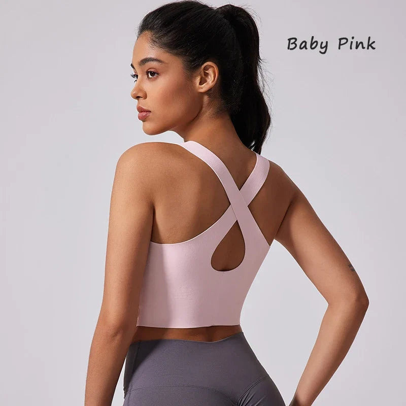 DIAS FIT JOY Wide shoulder strap cross sports vest comfortable shockproof yoga bra fixed chest pad beautiful back fitness Gym