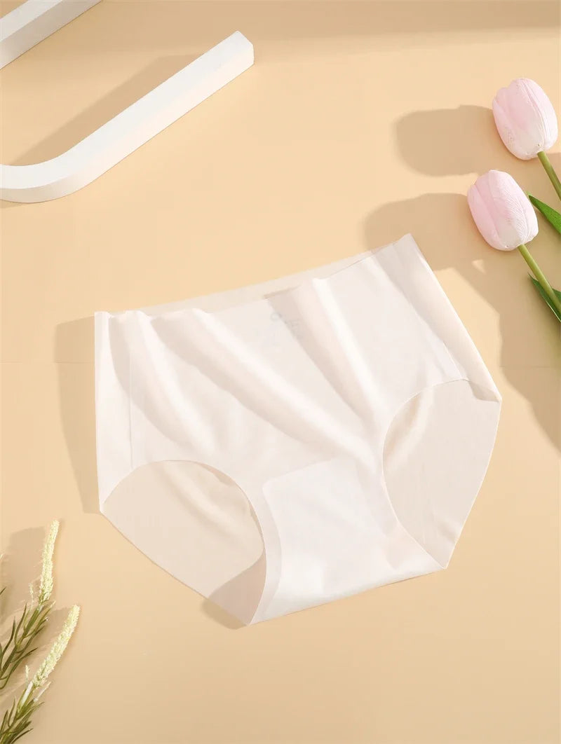 2PCS Seamless Ice Silk Briefs Women's Transparent Panties Sexy Breathable Underwear Female Stretch Erotic Korean Ultra Lingerie