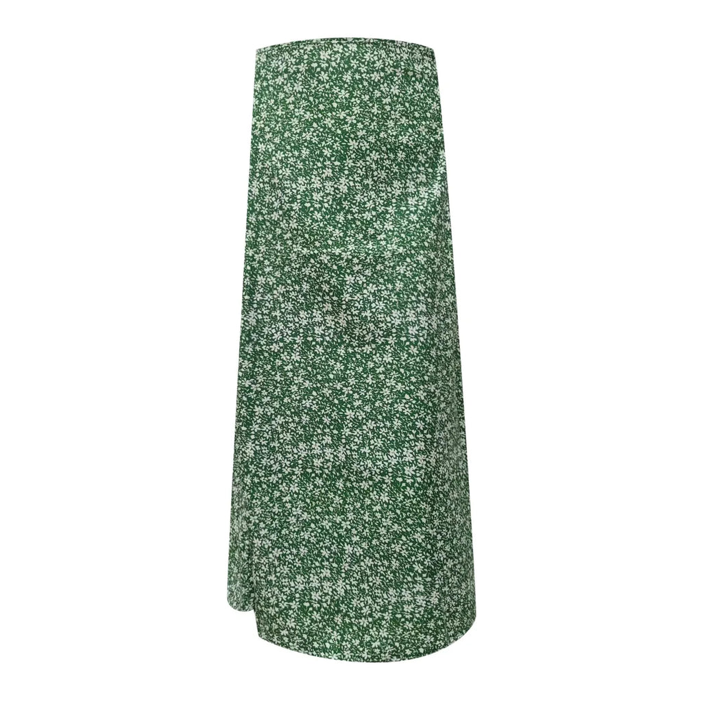 Harajuku Floral Print Long Skirt Vintage High Rise Straight Midi Skirts For Women Summer Skinny Bohemian Split Beach Skirts Y2k