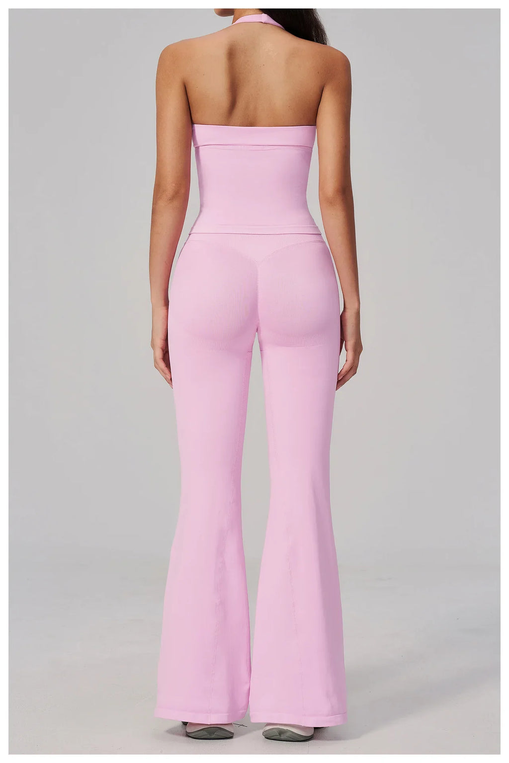 V-neck Yoga Sets Women Seamless Slimming Sports Tank Top High Waist Wide Leg Pants Fitness Suit Outwear Gym Running Tracksuit
