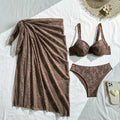 DEKA Halter Push UP Swimwear White Lace-up 3 Piece Skirt Bikini Set Women Tied Swimsuit Backless Beach Bathing Suit