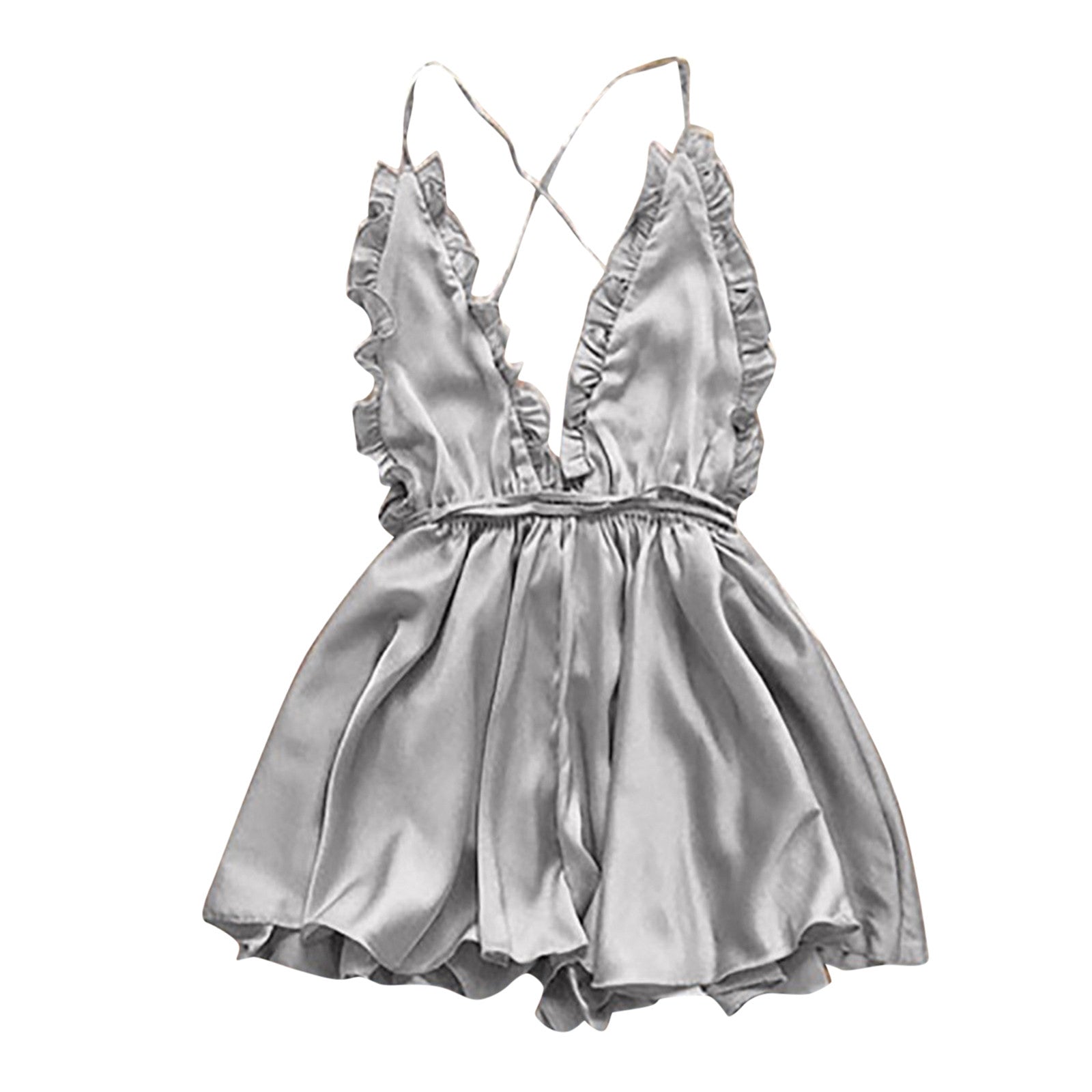 Sexy Lingerie Women's Sexy Dress With Wooden Ear Edge Deep V Neck Neck Tie Backless Sexy Lingerie Set 3x