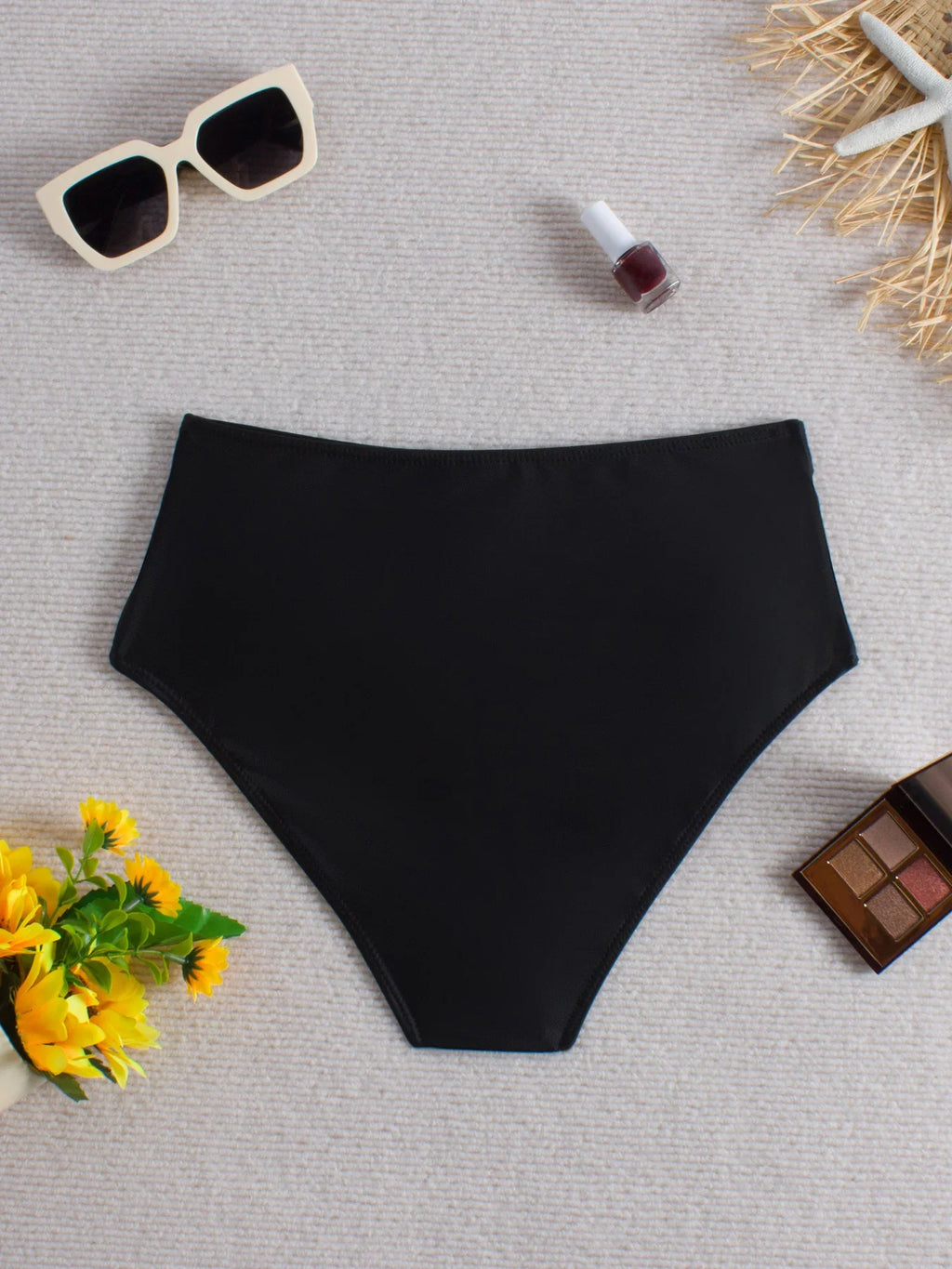 2026 Black High Waist Swimsuit Only Pants Swimwear Women Solid Bathers Bathing Swimming Trunks Swim Suit Female XXL