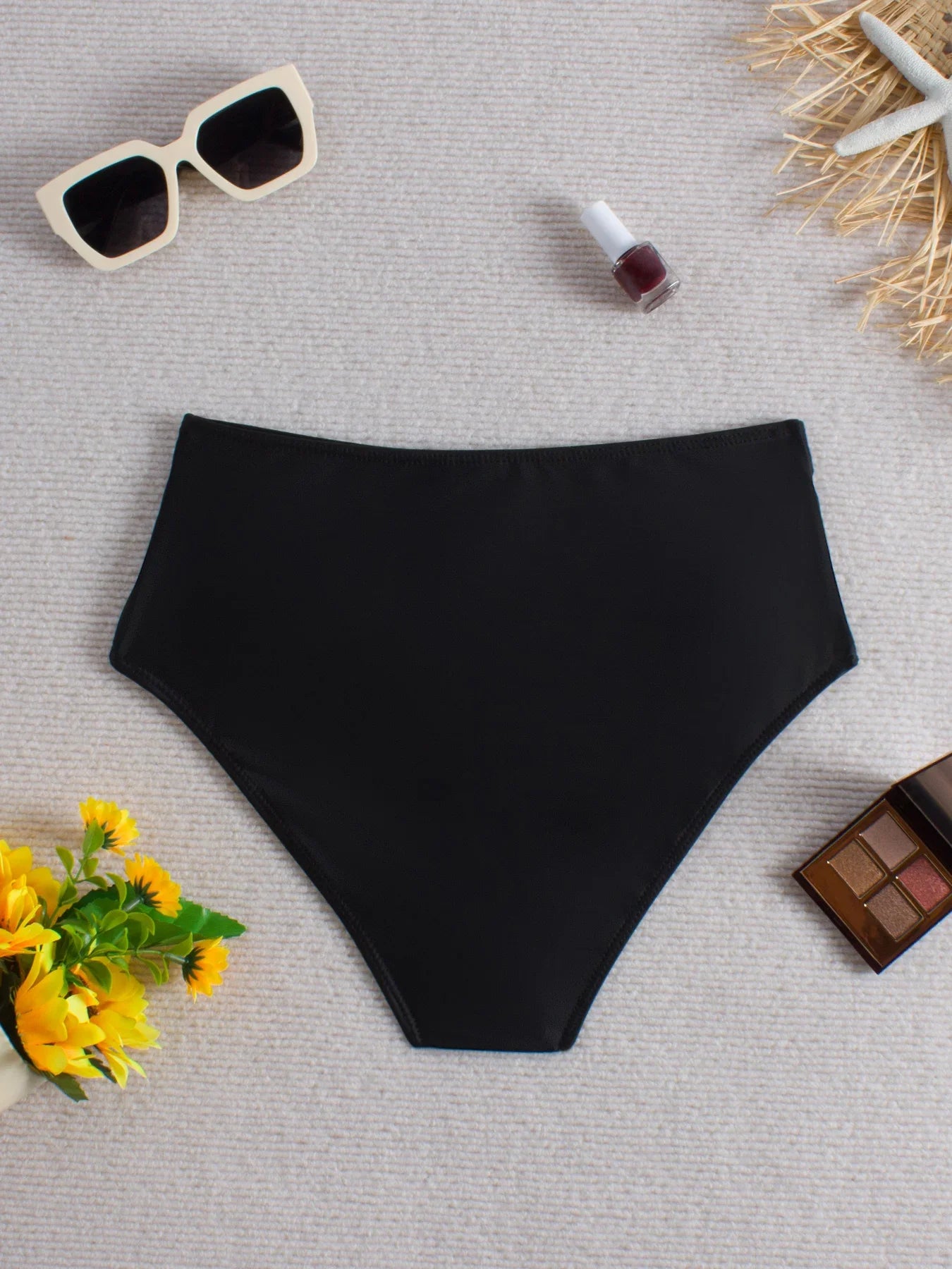 2026 Black High Waist Swimsuit Only Pants Swimwear Women Solid Bathers Bathing Swimming Trunks Swim Suit Female XXL